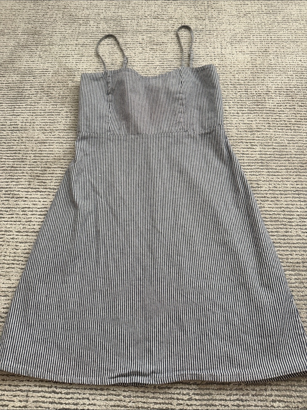 Brandy Melville navy & White Pinstripe Spaghetti Strap Mini Dress